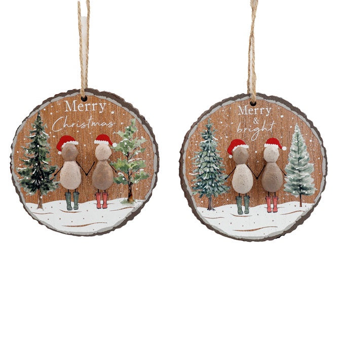 10cm Pebble Christmas Hanging Plaque