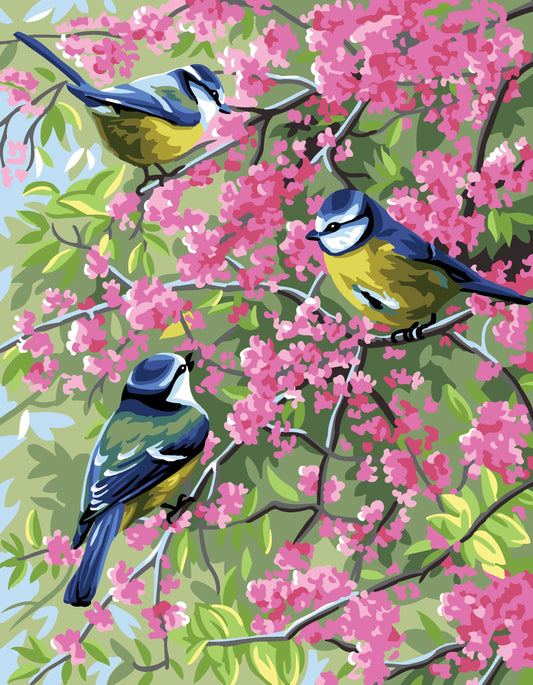 PRINTED TAPESTRY CANVAS - PARIS ROYAL - The Blue Chickadees & Flowers