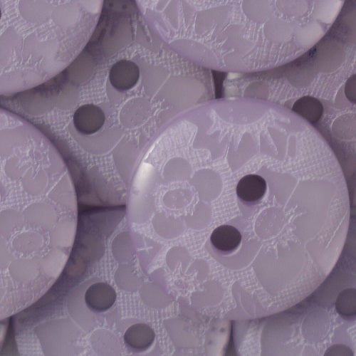2 Hole Button - 15mm -  Embossed Floral - 5 Colours Available