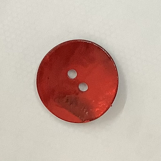 2 Hole Button - Shell - 20mm - Red