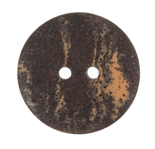 2 Hole Button  - Eco-Conscious Recycled Coffee Grounds - 18mm - Brown & Amber