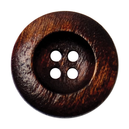 4 Hole Wooden Button - 23mm - Brown