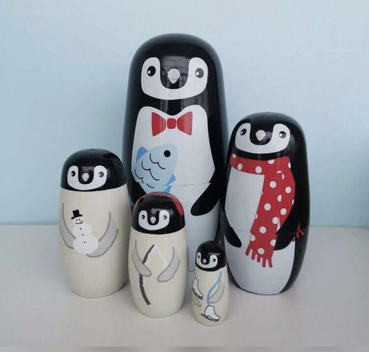 CHRISTMAS PENGUIN FAMILY  - Russian Dolls