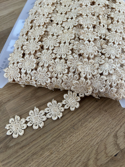 Daisy Guipure Trim - 25mm - Light Gold