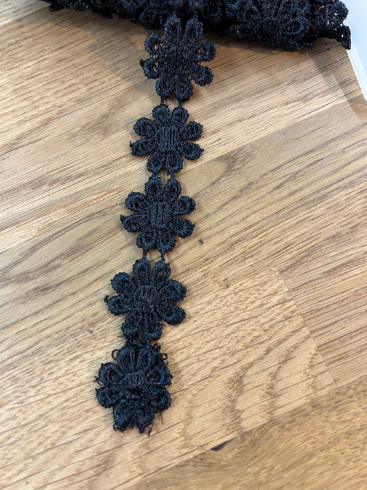 Daisy Guipure Trim - 25mm - Black