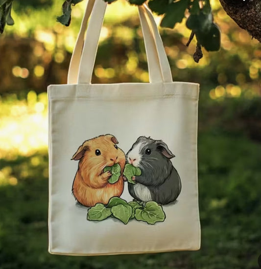 Guinea Pig Eating Leaves - Tote Bag