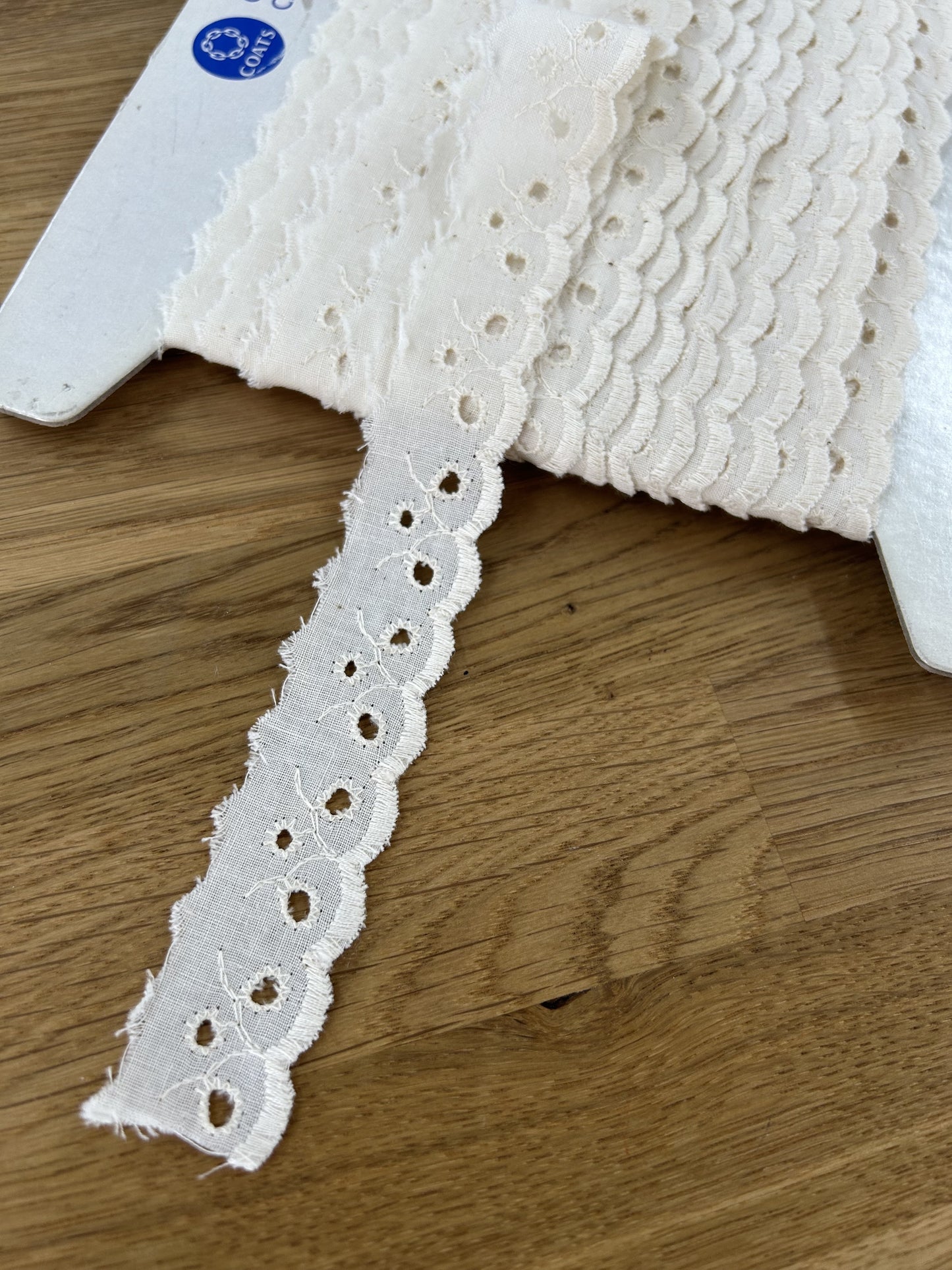 Flat Broderie Anglaise Lace Trim - 25mm - Cream