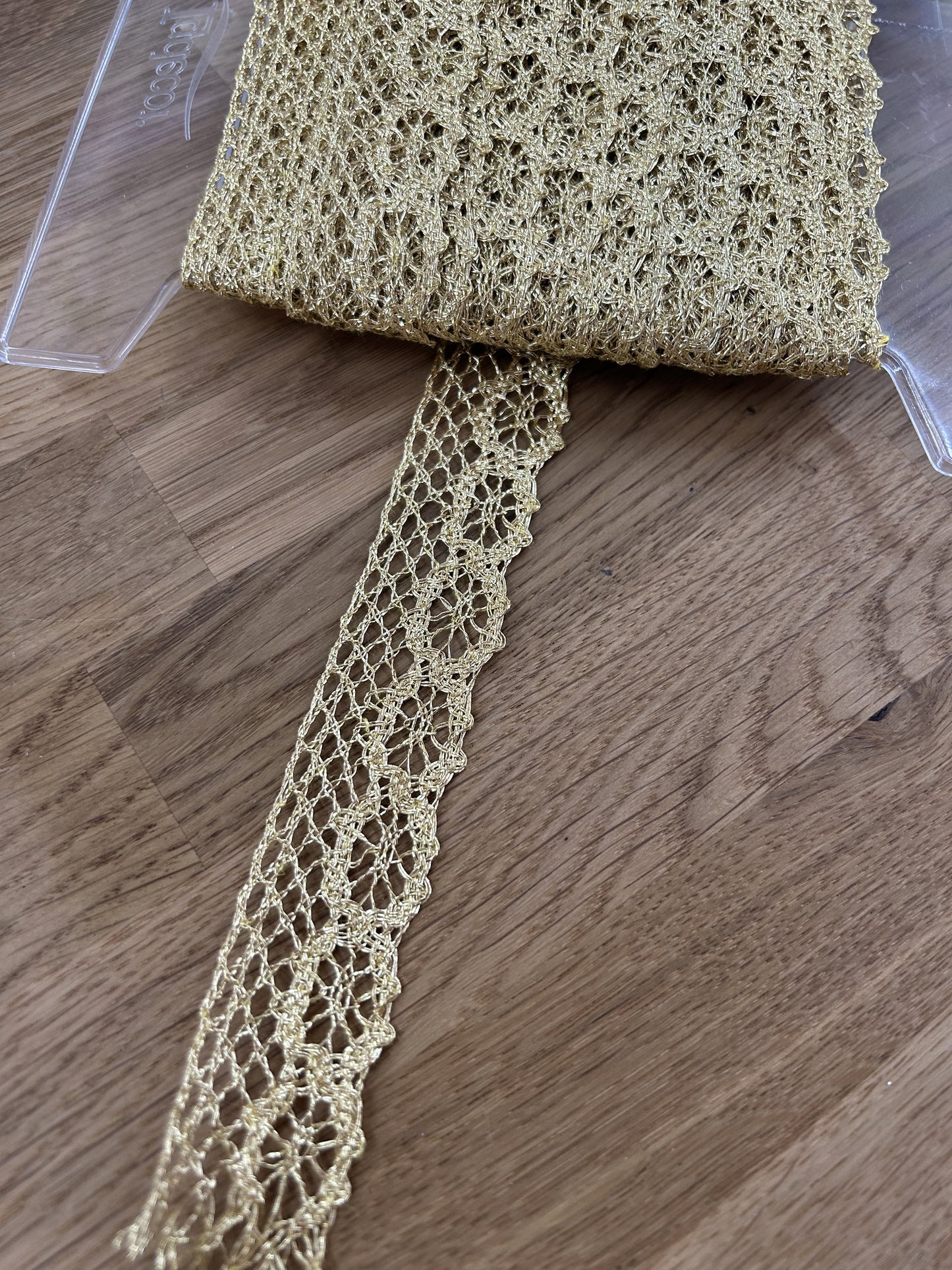 Sparkly Metallic Lace Trim - 25mm - Bright Gold