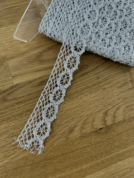 Sparkly Metallic Lace Trim -  25mm - Silver