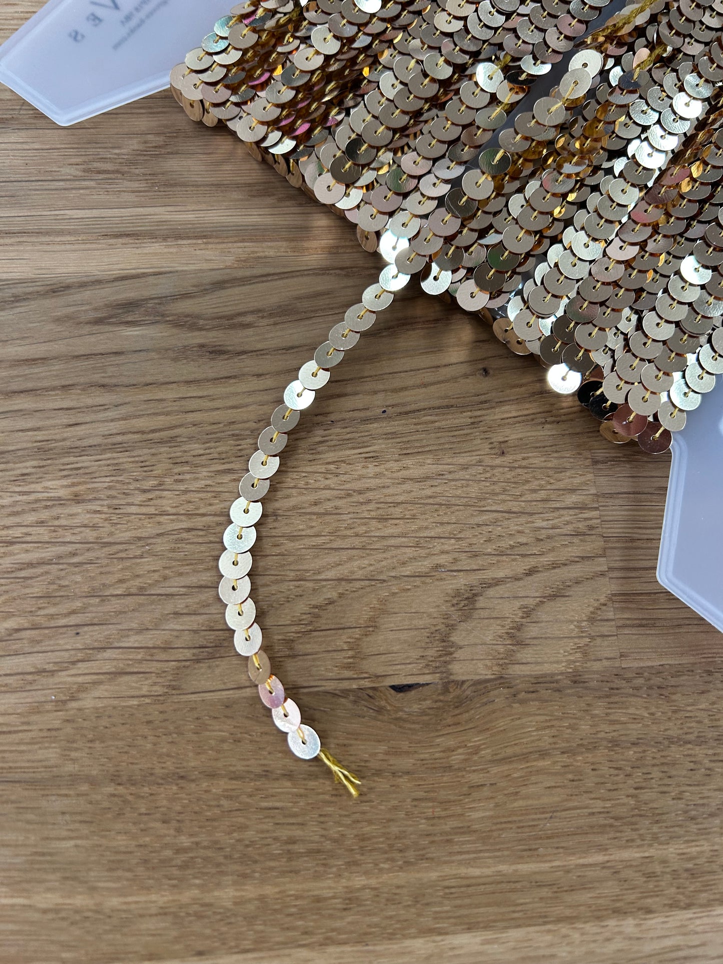 Strung Sequin Trim - 6mm - Gold