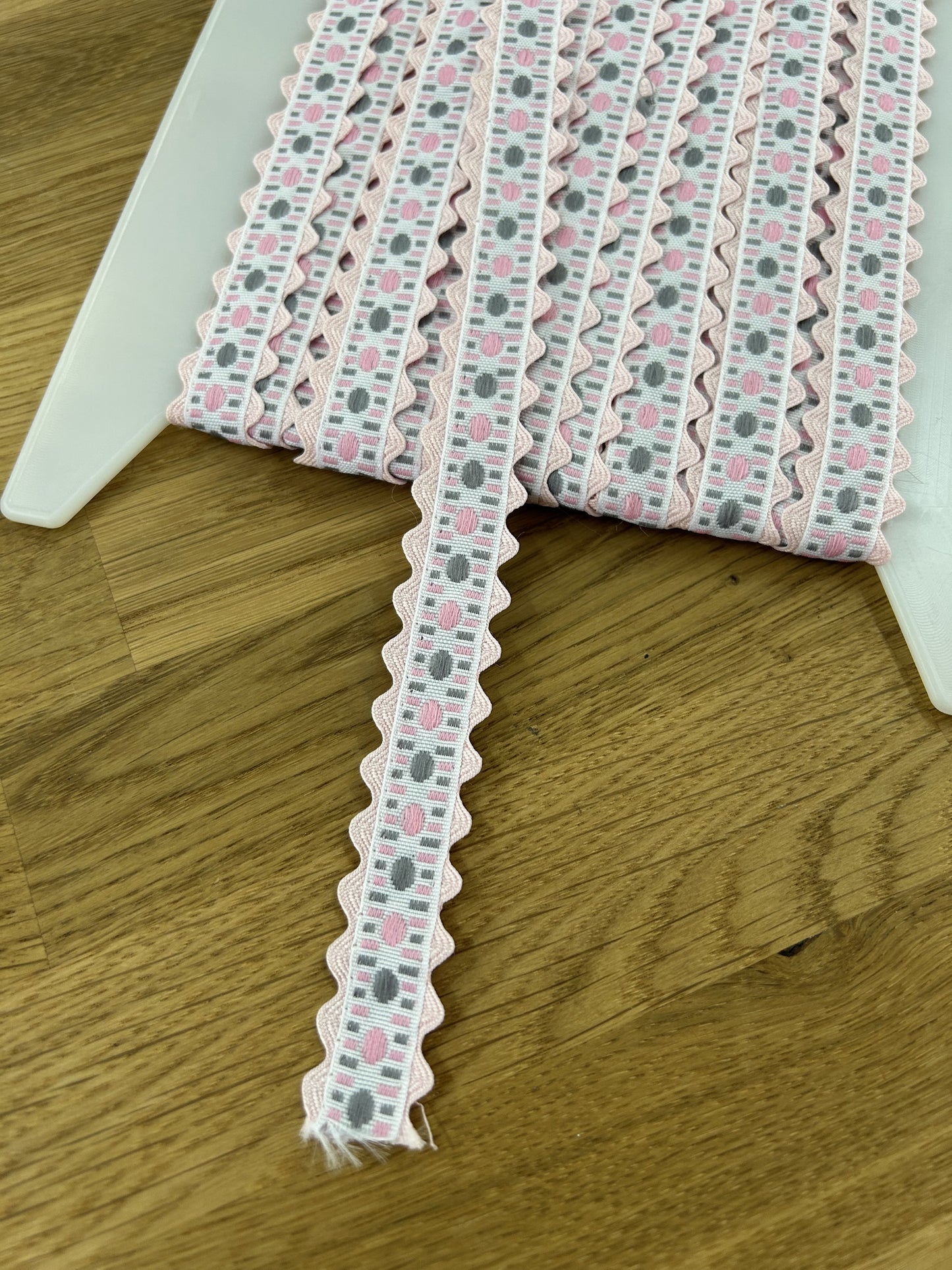 Ric Rac Ribbon Trim - 20mm - Pink/Grey