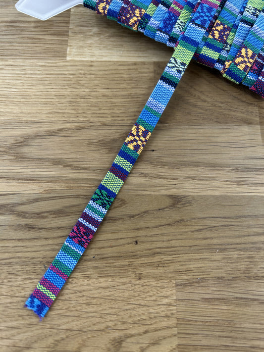Flat Cotton Trim - 10mm - Blue/Multi