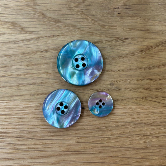 4 Hole - Pearl Button - Aqua - 3 Sizes Available