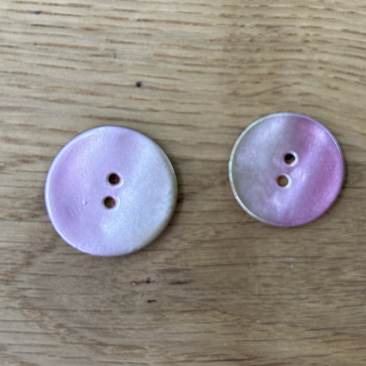 2 Hole Button - Pearlised Metal - Pink/Beige - 2 Sizes Available