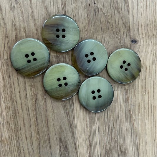 4 Hole Button - 23mm - Olive Green/Brown