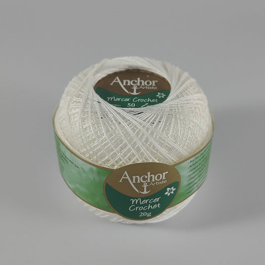 Mercer Crochet Cotton No 50 - 20g - Colour 07901 White