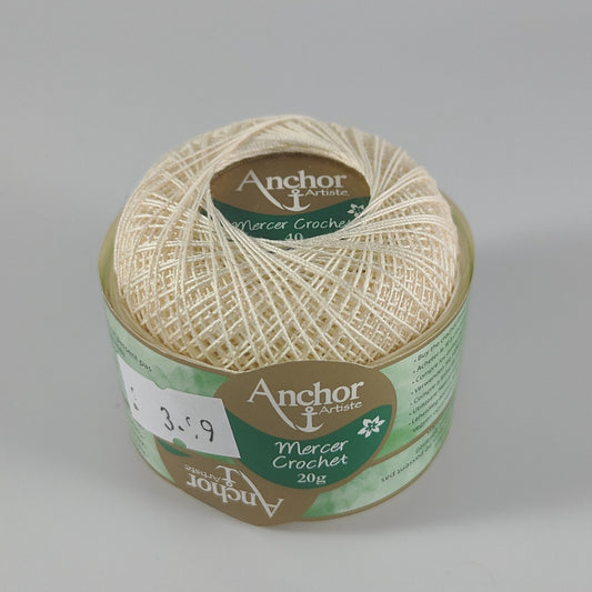Mercer Crochet Cotton No 40 - 20g - Colour 926 CREAM