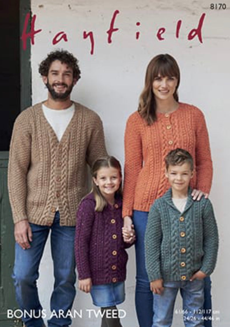 Knitting Pattern 8170 - Cardigans in Bonus Aran Tweed