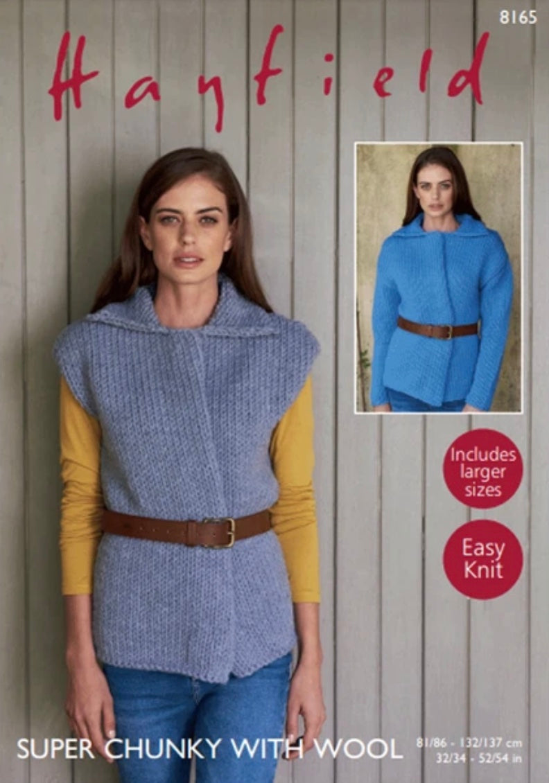 Knitting Pattern 8165 - Jacket & Waistcoat in Super Chunky