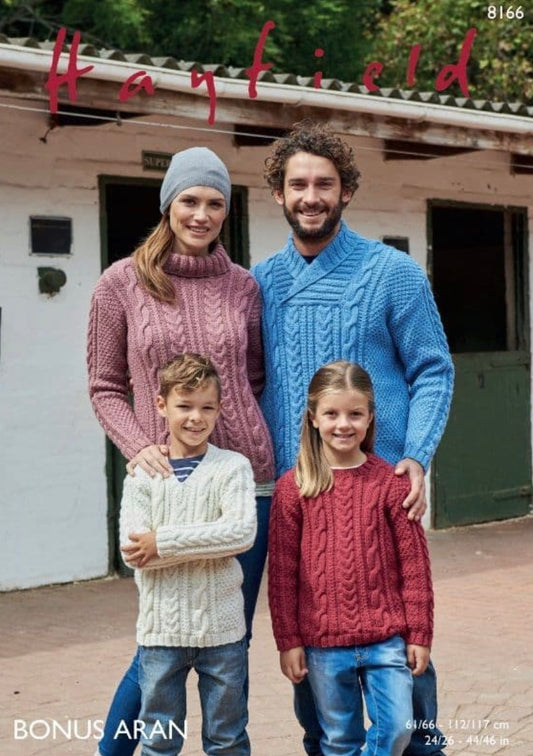 Knitting Pattern 8166 - Sweaters in Bonus Aran