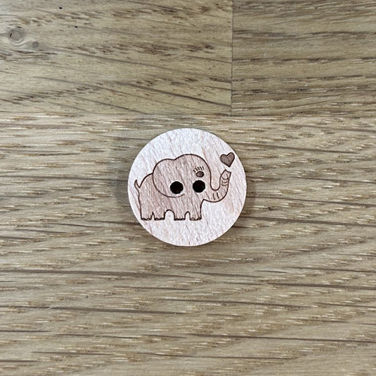 2 Hole Button - 18mm - Wooden - Baby Elephant