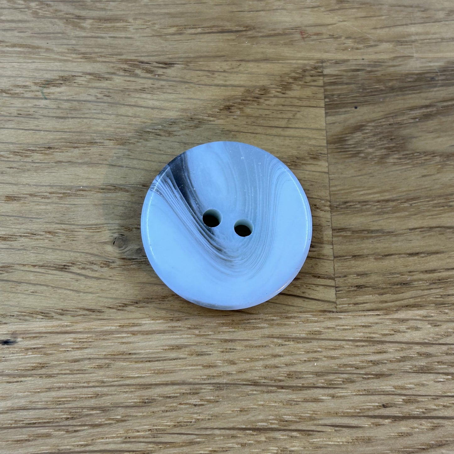 2 Hole Button - 25mm - Marble Effect  - Light Blue