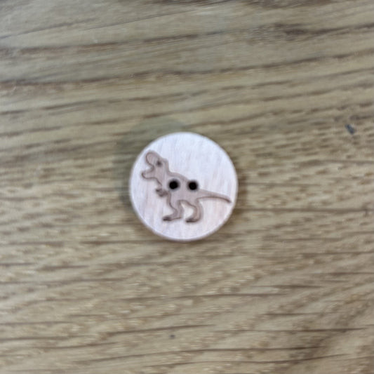 2 Hole Button - 18mm - Wooden - Dinosaur