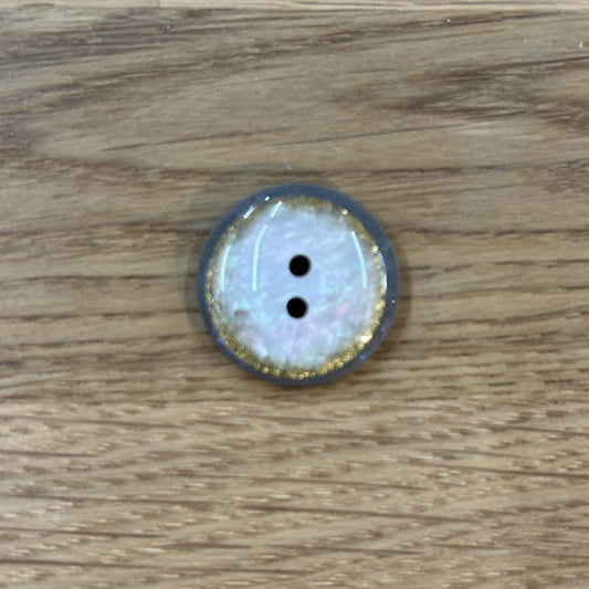2 Hole Button - 22mm - Marble Shimmer - Grey