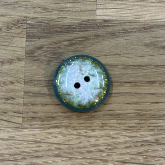 2 Hole Button - 22mm - Marble Shimmer - Green