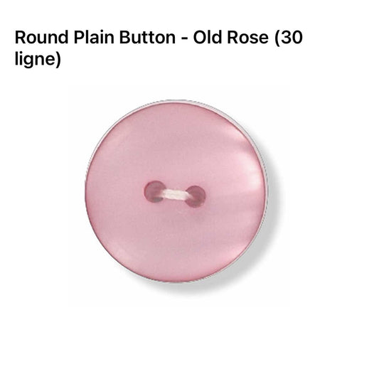 2 Hole Plain Button - 20mm - Old Rose