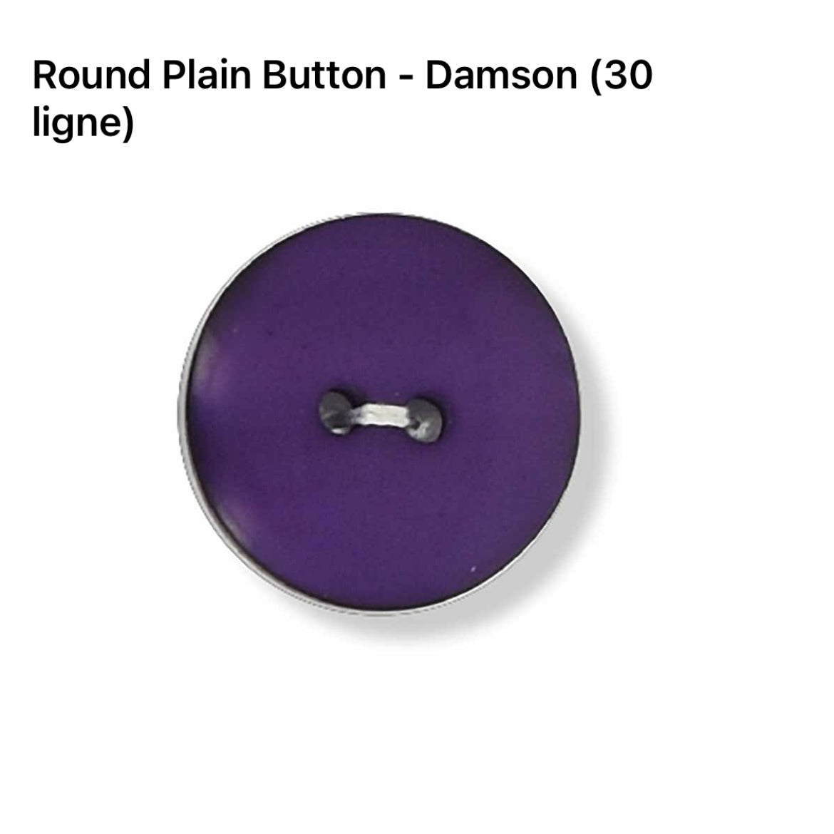 2 Hole Plain Button - 20mm - Damson