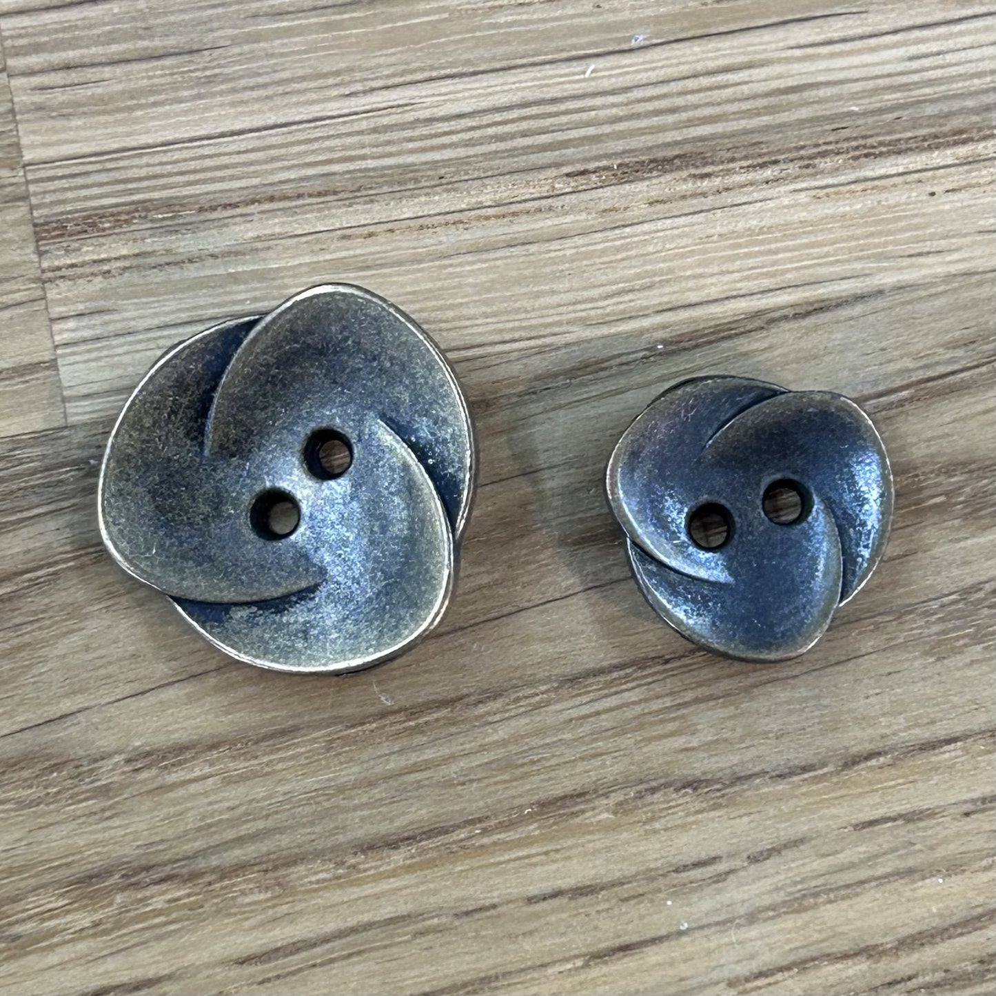 2 Hole Button - Antique Brass - 2 Sizes Available