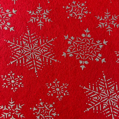 Snowflake Glitter Felt - Acrylic - 23 x 30cm - 2 Colours Available