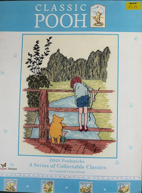 Counted Cross Stitch Chart - Classic Pooh - DS25 Pooh Sticks
