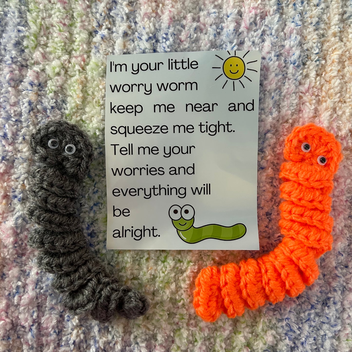 Crocheted Worry Worm - 2 Colours