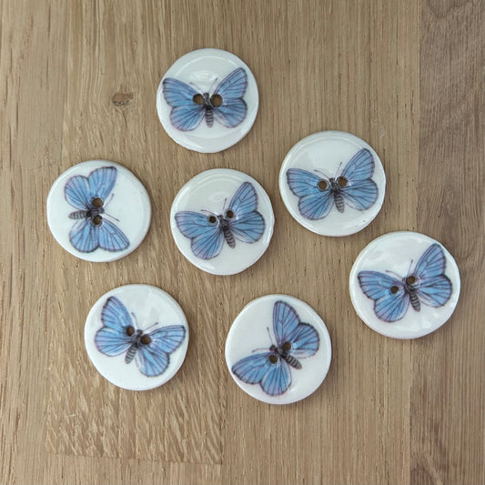 2  Hole Button - 23mm - Blue Butterfly