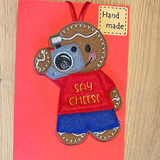Felt Hanging Ornament - Gingerbread Man Photgrapher