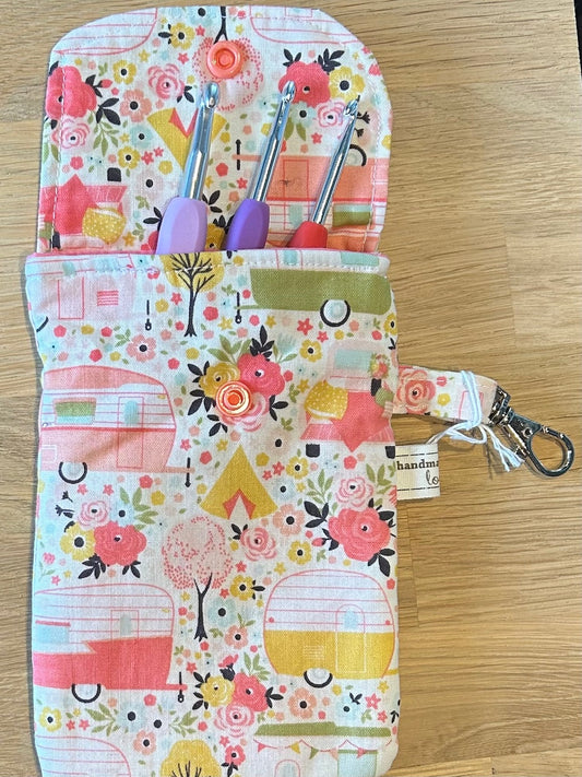 Handmade Fabric Pouch - Caravans