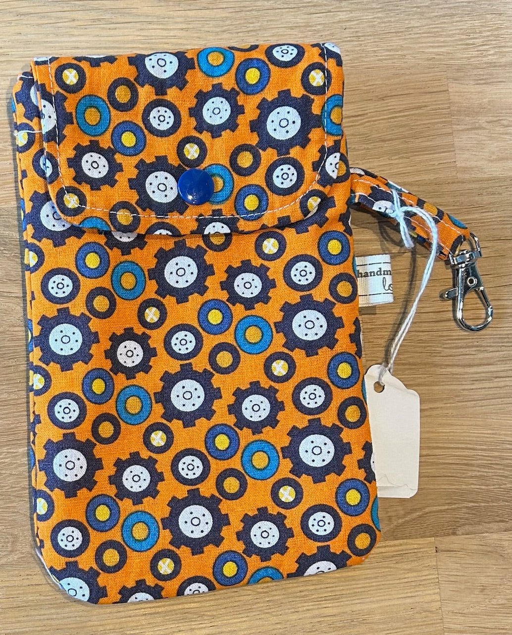 Handmade Fabric Pouch - Orange Circles