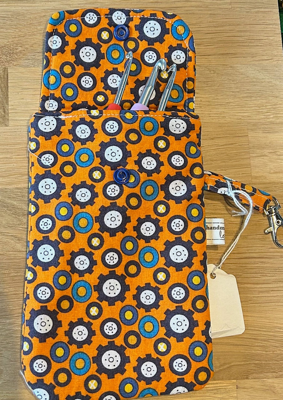 Handmade Fabric Pouch - Orange Circles