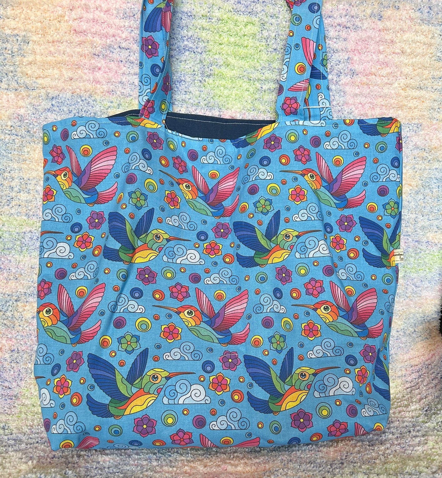 Handmade Large Tote/Project Bag - Tropical Birds