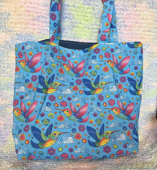 Handmade Large Tote/Project Bag - Tropical Birds