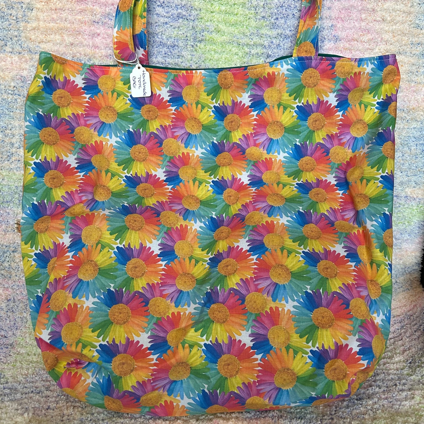 Handmade Large Tote/Project Bag - Sunshine Flowers