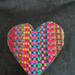 Handmade Tote/Project Bag - Black Denim/Rainbow