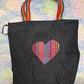 Handmade Tote/Project Bag - Black Denim/Rainbow