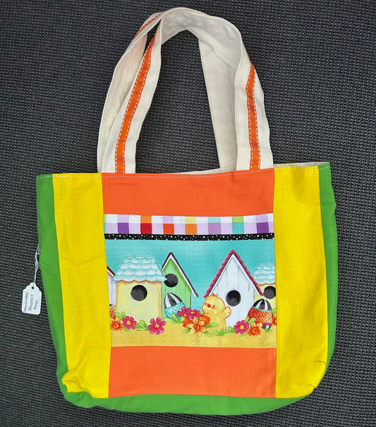 Handmade Project Bag - Bright Chicks - Green