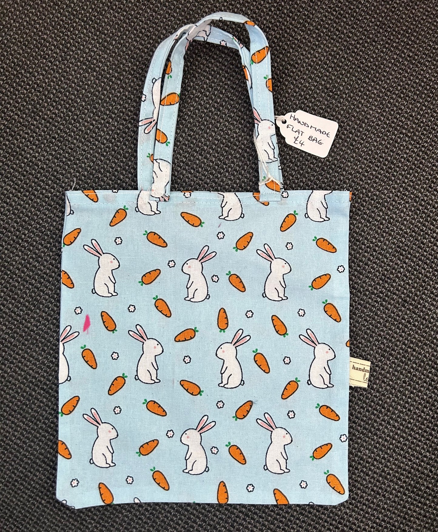 Handmade Flat Mini Bag - Bunny & Carrots
