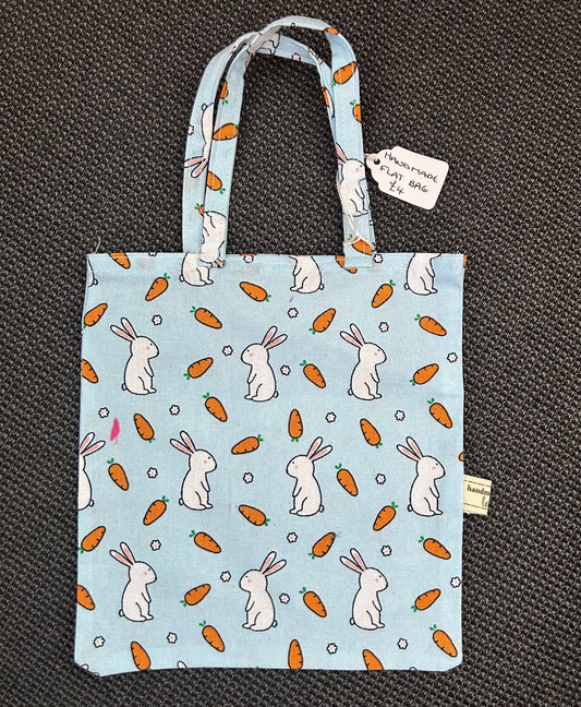 Handmade Flat Mini Bag - Bunny & Carrots
