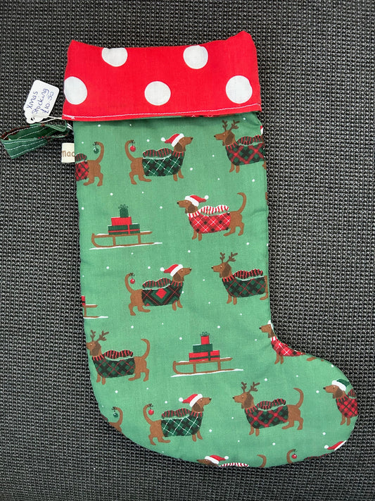 Hand Made Christmas Stocking - Daschund Spot