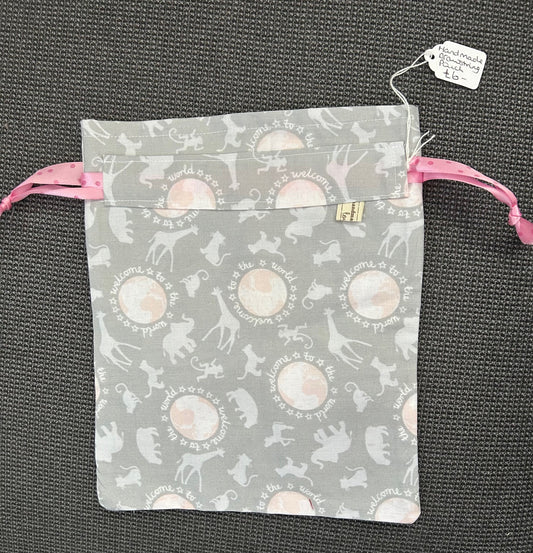 Hand Made - Drawstring Gift Bag - Welcome to the World